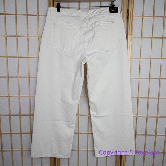 Jen7 by 7 For All Mankind Cropped Wide Leg Jeans in off white, women size 14 - Picture 10 of 16